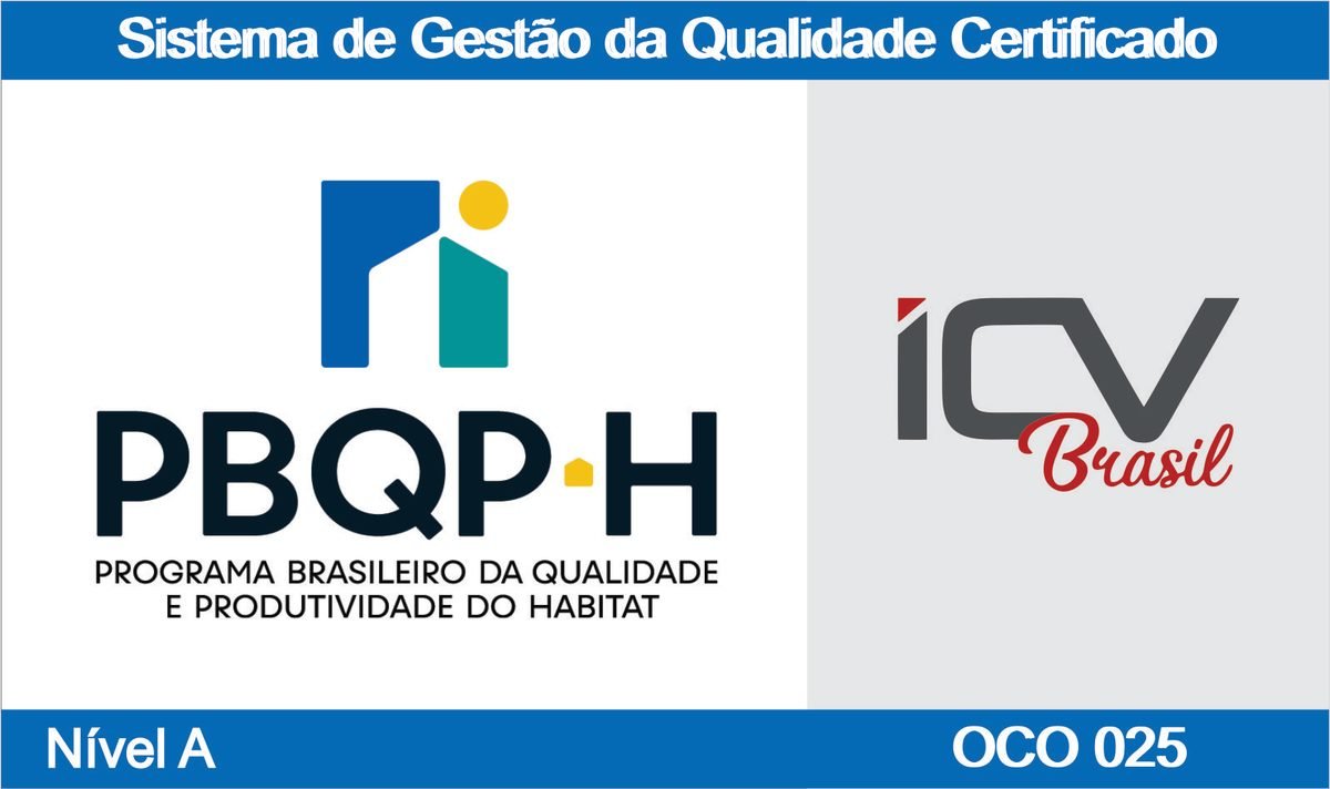Selo PBQP-H Nível A, sistema de gestão da qualidade certificado pela ICV Brasil